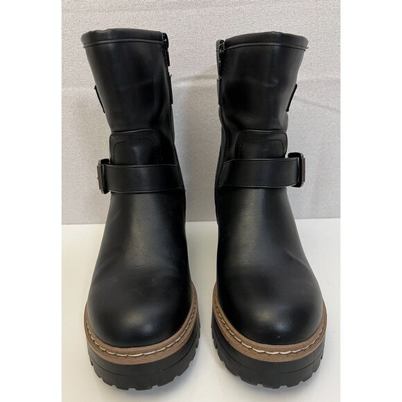 Sincerely Jules Esprit black lug soled boots with buckles. Size 8. - Picture 1 of 8
